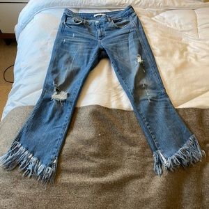 Zara Trafaluc Fringed Flare Jean